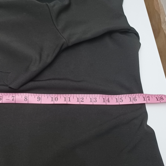 SHE + SKY Solid Black Scalloped Hem Dress Bell Sleeve Office Party Mod Retro M - Picture 11 of 12